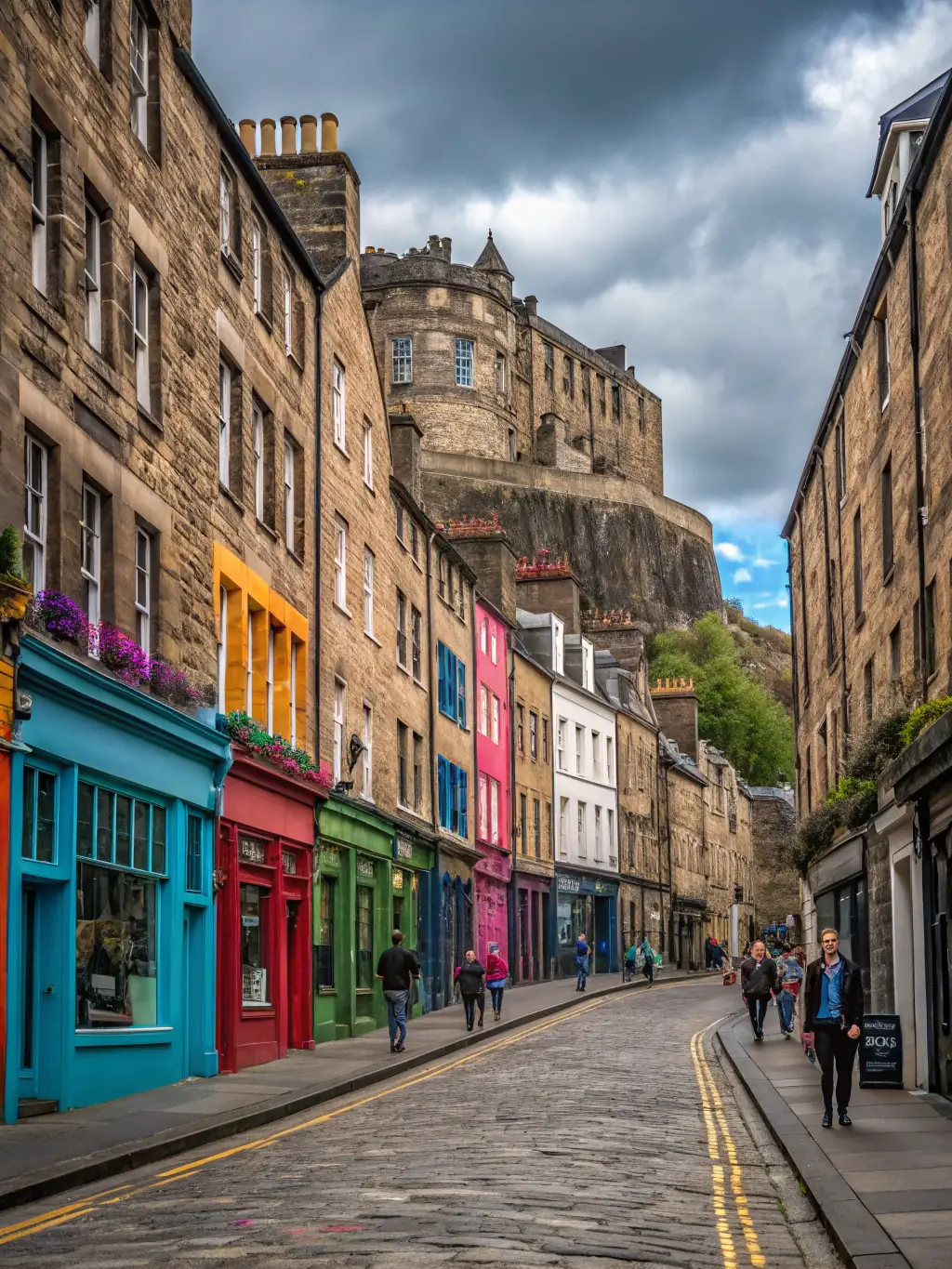 A captivating image of the Royal Mile, showcasing its historic buildings, bustling atmosphere, and the unique shops and attractions along the street.